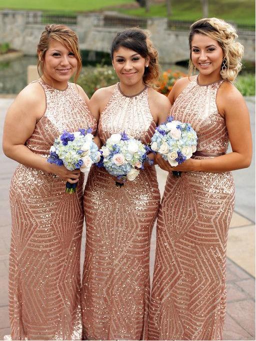 Rose Gold Sequin Bridesmaid Dresses ...